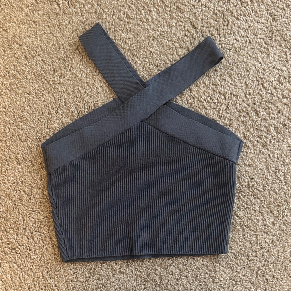 Babaton Charcoal Cross-Strap Tank Top